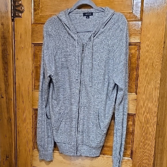 J. Crew Other - J. Crew Gray Zip Up Sweater with Hood and Textured Knit L